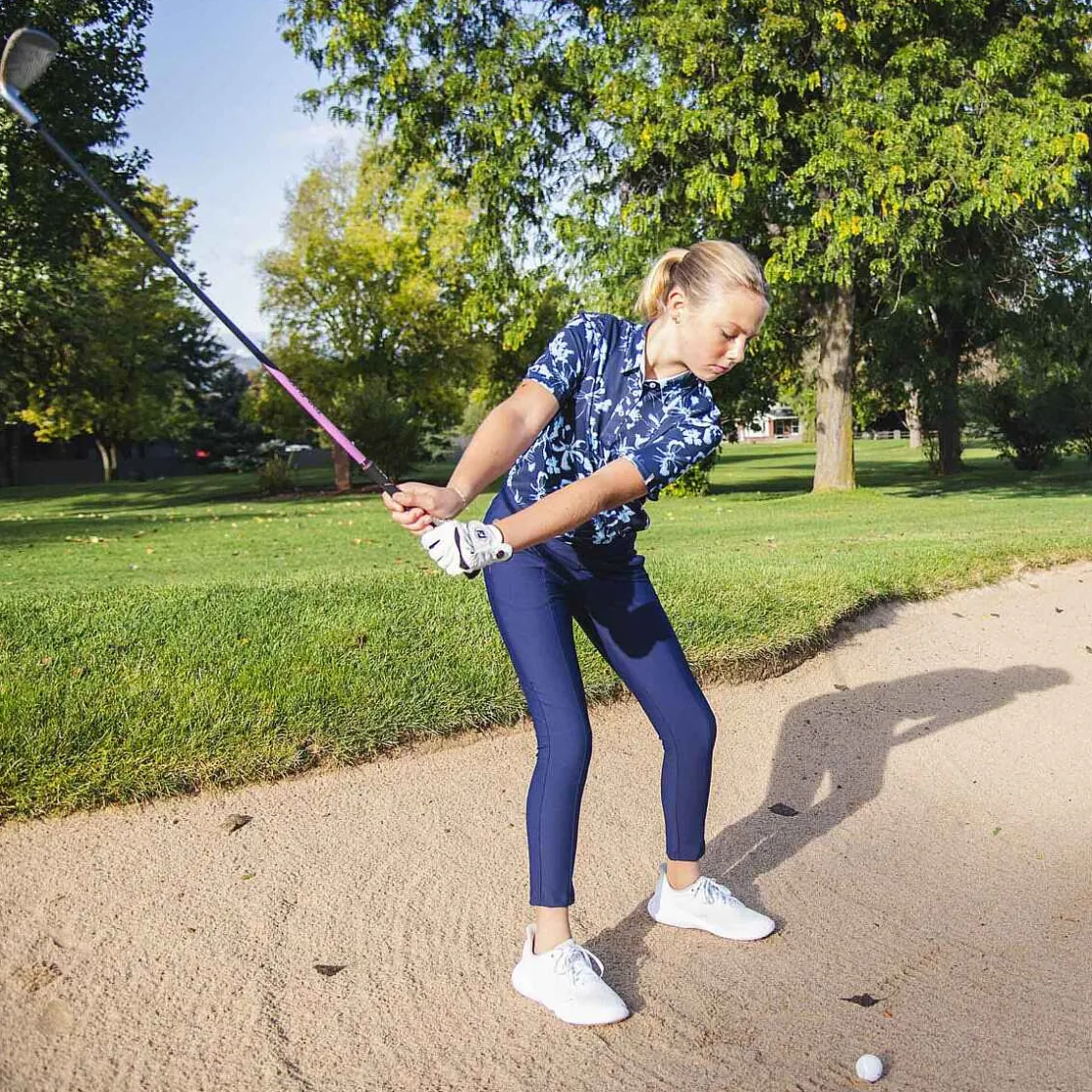 KJUS Girls' Printed Polo S/S Icy Blue/Atlanta Blue Fashion