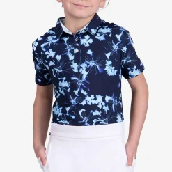 KJUS Girls' Printed Polo S/S Icy Blue/Atlanta Blue Best Sale