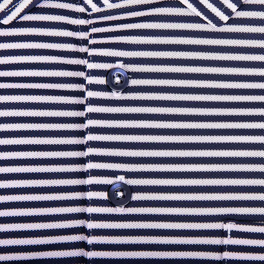 KJUS Men'S Lee Stripe Polo S/S White/Atlanta Blue Store