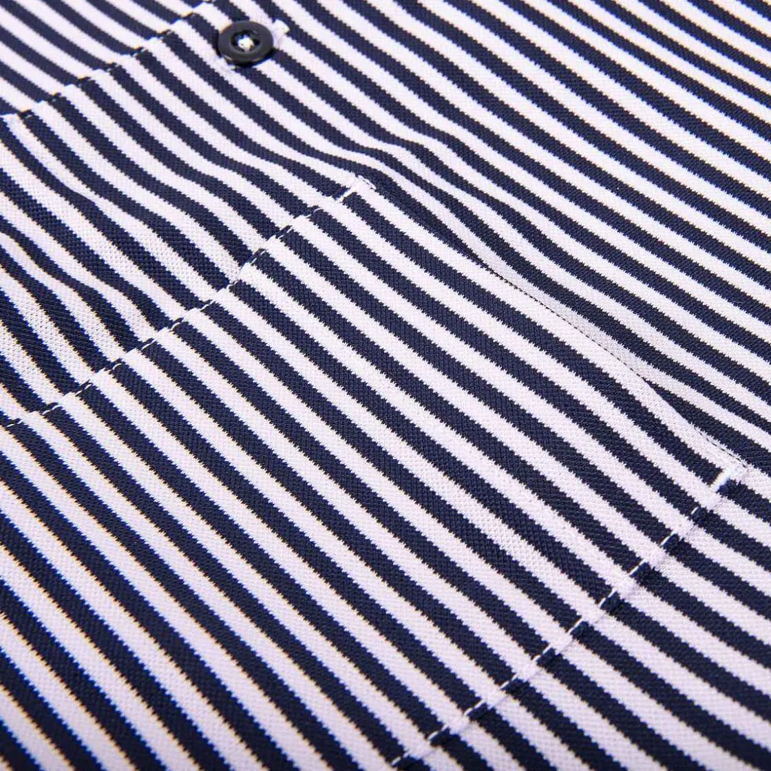 KJUS Men'S Lee Stripe Polo S/S White/Atlanta Blue Store