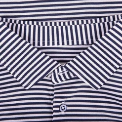 KJUS Men'S Lee Stripe Polo S/S White/Atlanta Blue Store