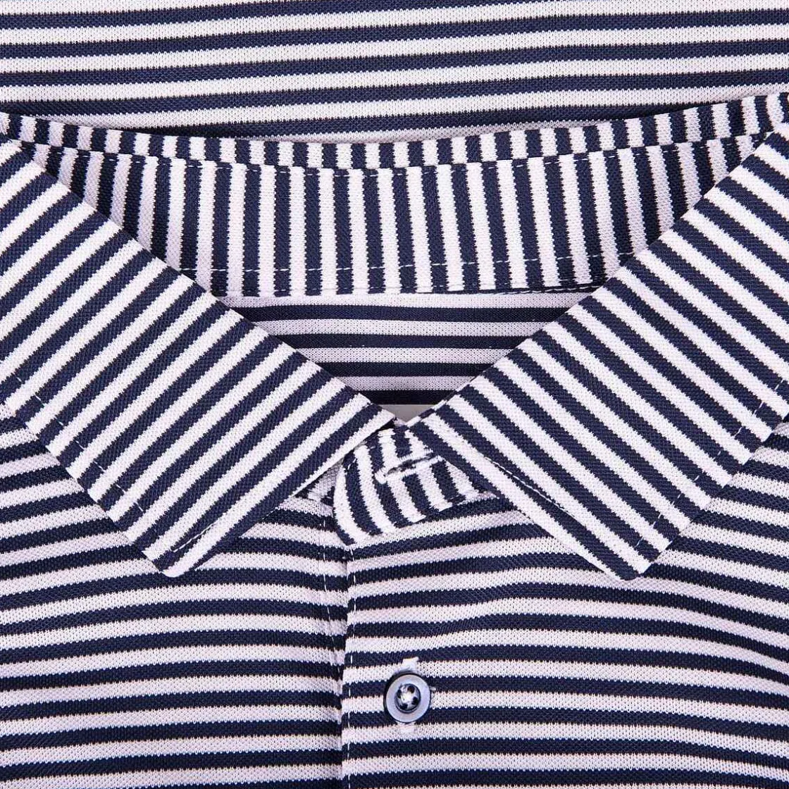 KJUS Men'S Lee Stripe Polo S/S White/Atlanta Blue Store