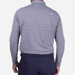 KJUS Men'S Soren Melange Stripe Polo L/S Atlanta Blue/White Fashion