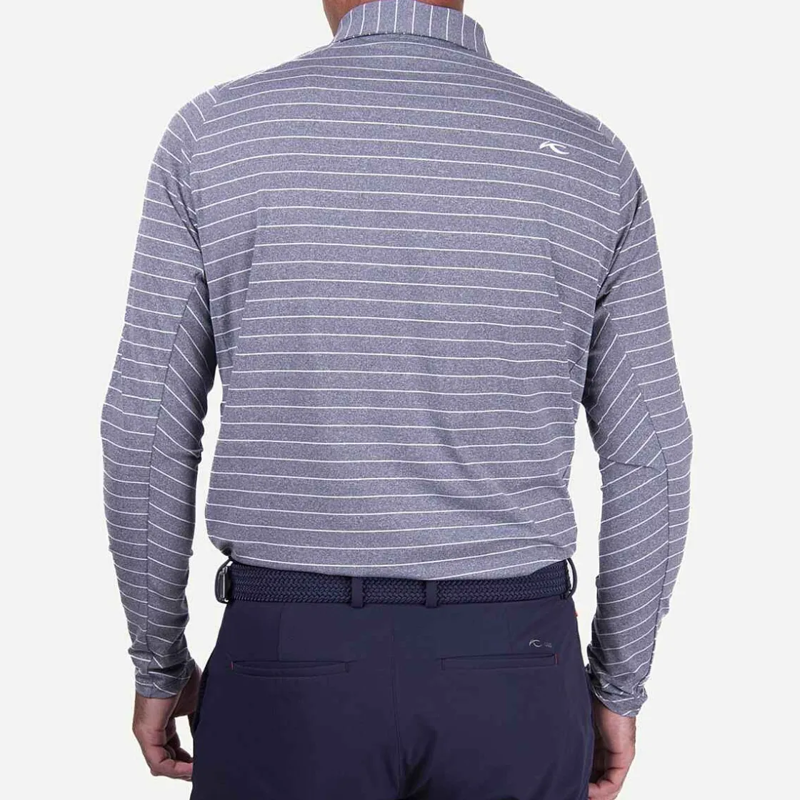 KJUS Men'S Soren Melange Stripe Polo L/S Atlanta Blue/White Fashion