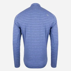 KJUS Men'S Soren Melange Stripe Polo L/S Bright Blue/Atlanta Blue Sale
