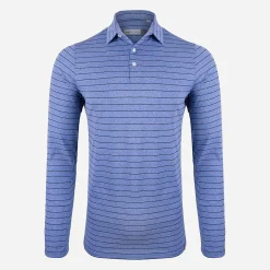 KJUS Men'S Soren Melange Stripe Polo L/S Bright Blue/Atlanta Blue Sale