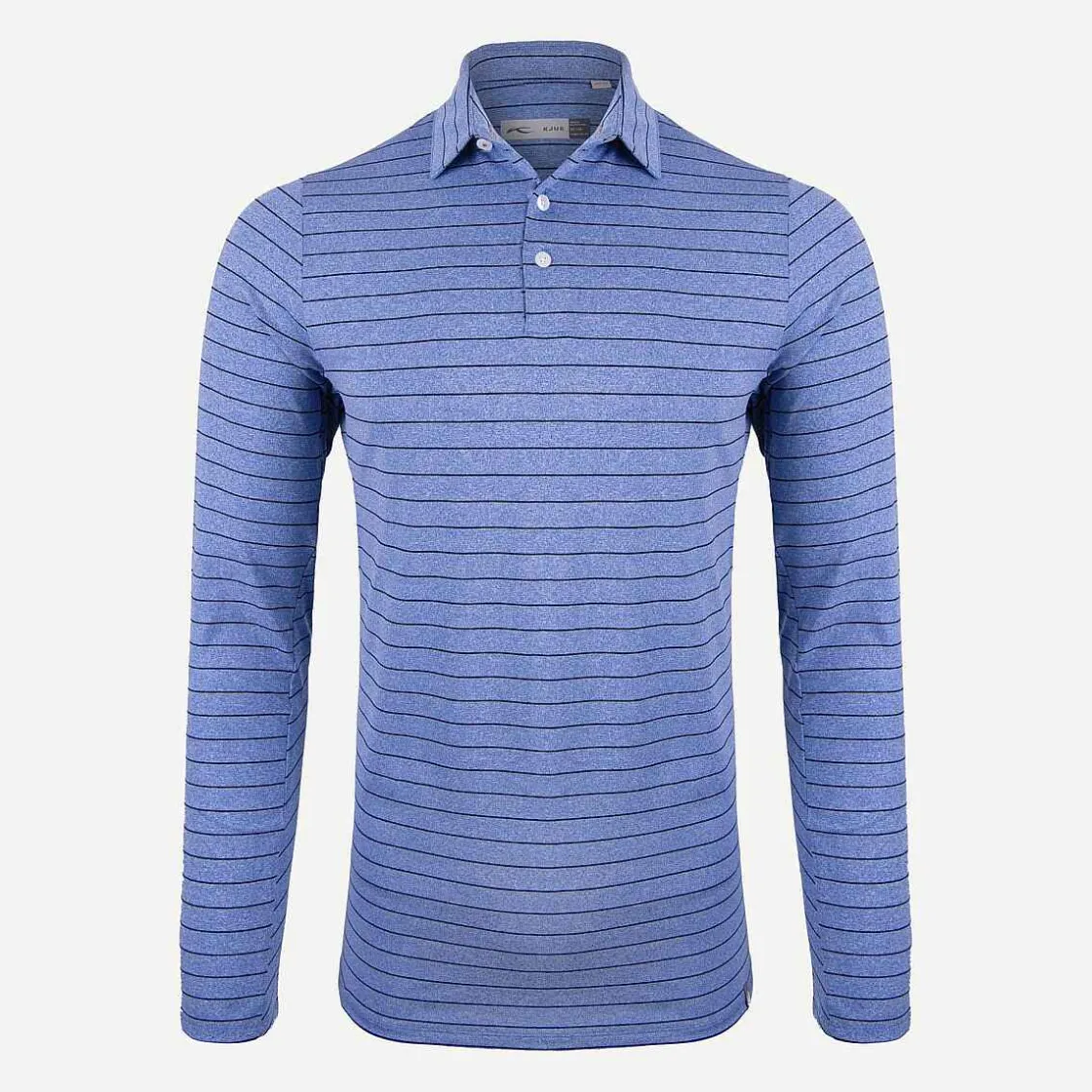 KJUS Men'S Soren Melange Stripe Polo L/S Bright Blue/Atlanta Blue Sale