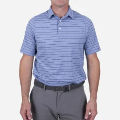 KJUS Men'S Soren Melange Stripe Polo S/S Bright Blue/Atlanta Blue Outlet
