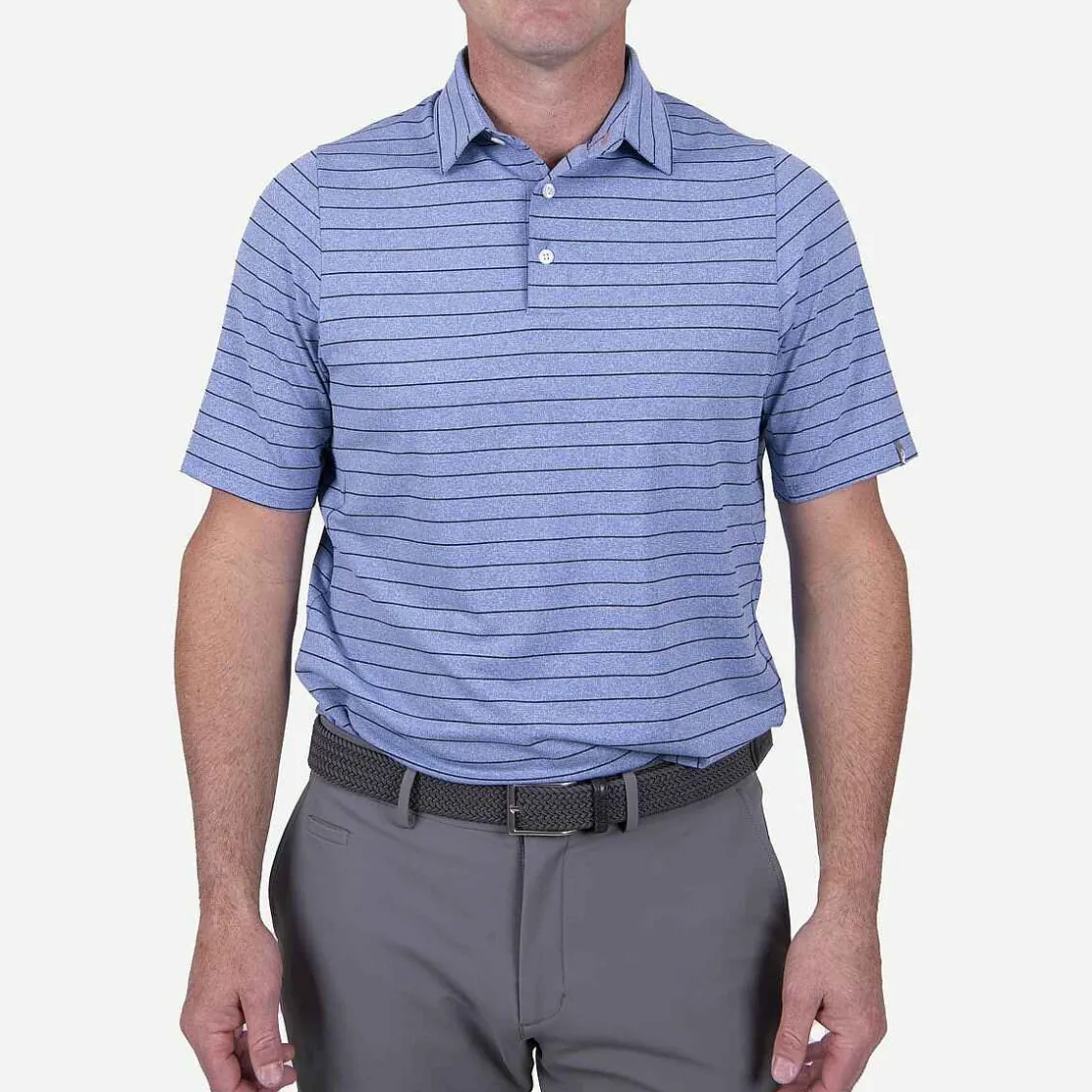 KJUS Men'S Soren Melange Stripe Polo S/S Bright Blue/Atlanta Blue Outlet