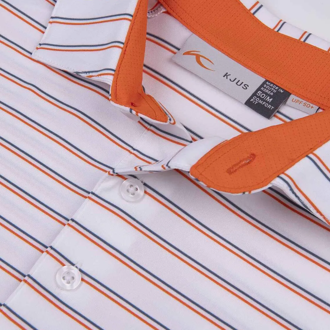 KJUS Men'S Soren Multi Stripe Polo S/S White/Kjus Orange Flash Sale