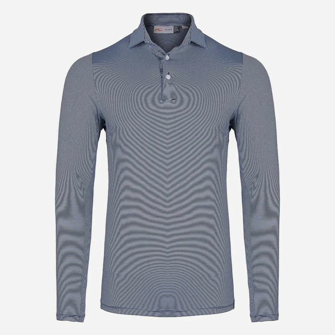 KJUS Men'S Soren Stripe Polo L/S Niagara/Atlanta Blue Cheap