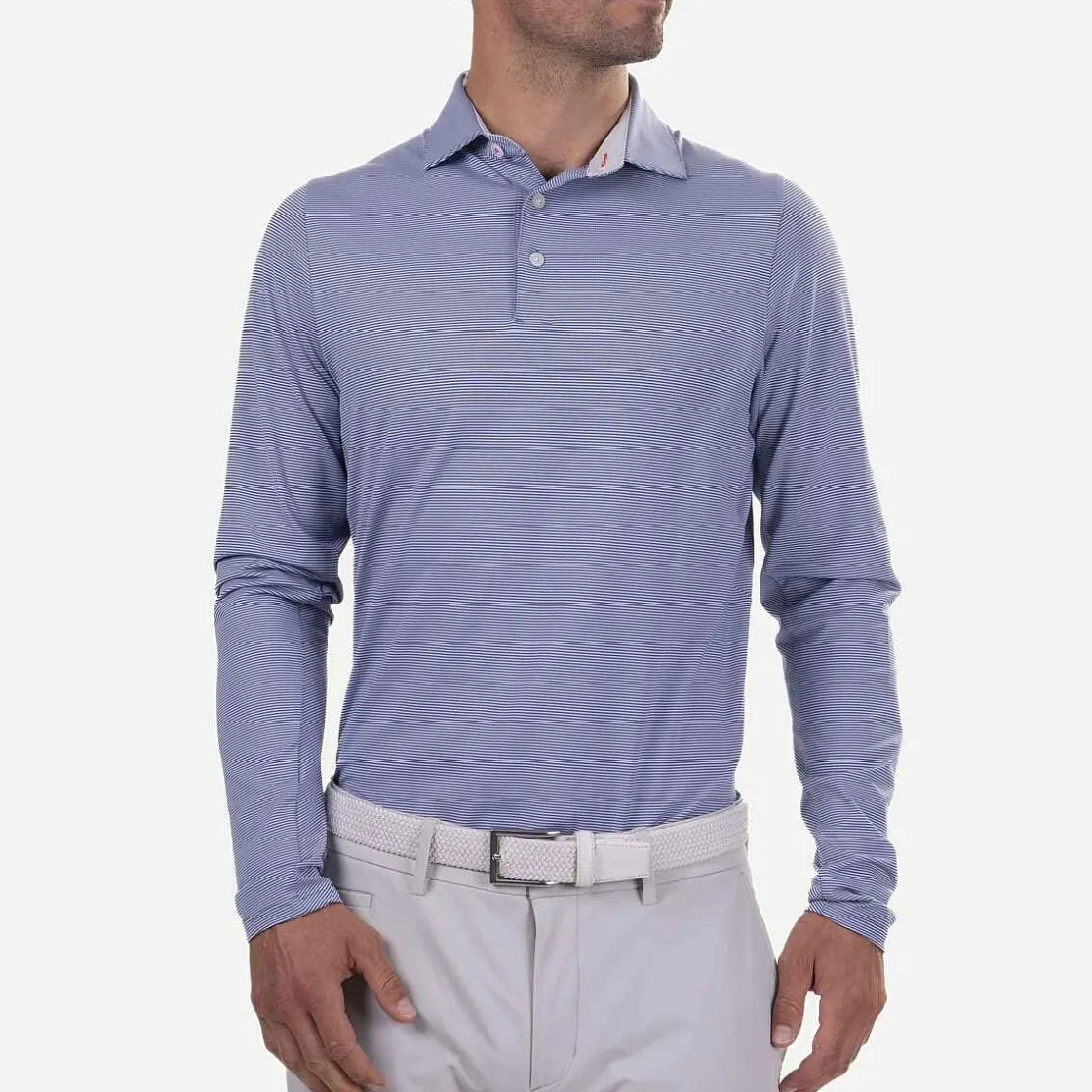 KJUS Men'S Soren Stripe Polo L/S Mykonos/Alloy Best Sale