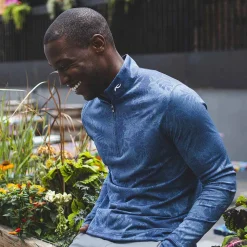 KJUS Men'S Stephen Half-Zip Steel Blue/Atlanta Blue Outlet