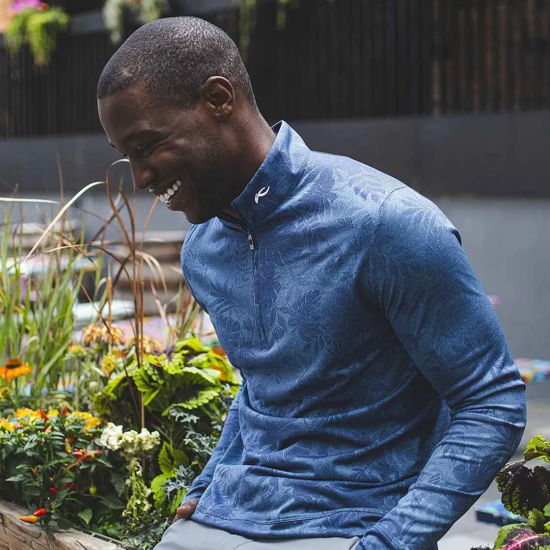 KJUS Men'S Stephen Half-Zip Steel Blue/Atlanta Blue Outlet