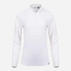 KJUS Women'S Dana Printed Polo L/S White/Kjus Orange New