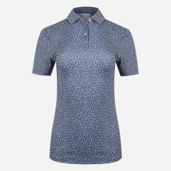 KJUS Women'S Enya Printed Polo S/S Steel Blue/Bone White Best Sale