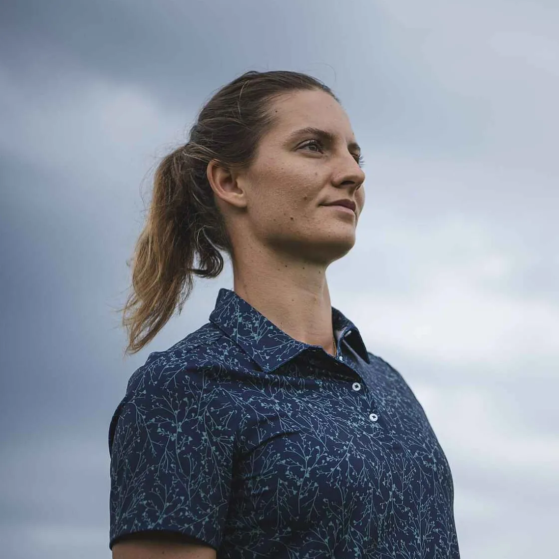 KJUS Women'S Enya Printed Polo S/S Atlanta Blue/Patina Hot