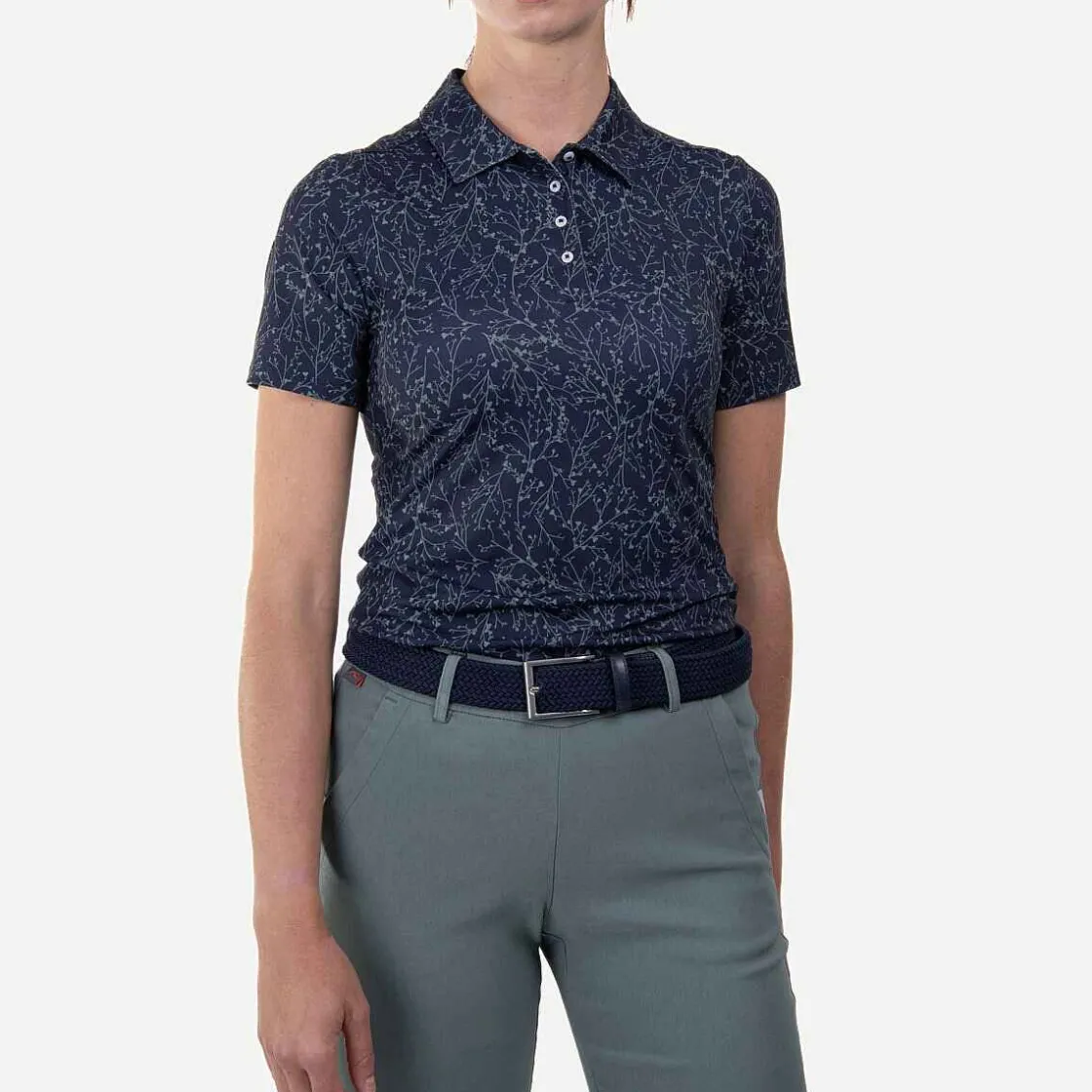 KJUS Women'S Enya Printed Polo S/S Atlanta Blue/Patina Hot