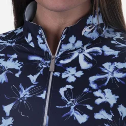 KJUS Women'S Sunshine Printed Half-Zip Icy Blue/Atlanta Blue Best Sale