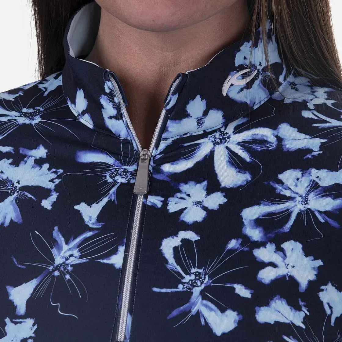 KJUS Women'S Sunshine Printed Half-Zip Icy Blue/Atlanta Blue Best Sale